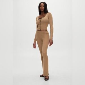 Frankie’s Bikinis x BELLA HADID Texas Knit sweater cardigan and flare pant Set